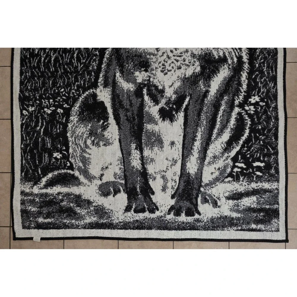 Vintage Hi Pile By San Marcos Wolf In The Woods Throw Blanket Reversible 80x60
